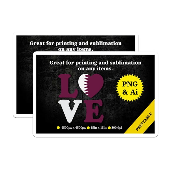 (2 Pack) Qatar Flag Love Magnets - National Day Theme - Qatar Pride Decor - 5" On Longest Side - Premium Magnet - for Cars, Refrigerators, Toolboxes, Lockers - Made in USA - MAG18316