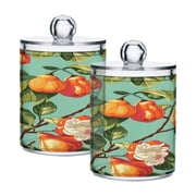 2 Pack Qtip Holder Dispenser Cashew Fruit with Leaves Clear Plastic Storage Apothecary Jars for Cotton Swabs Balls Pads Floss