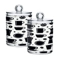 thumbnail image 1 of 2 Pack Qtip Holder Dispenser Coffee Beans and Cups Silhouettes Clear Plastic Storage Apothecary Jars for Cotton Swabs Balls Pads Floss, 1 of 7