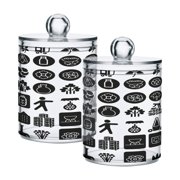 2 Pack Qtip Holder Dispenser Farm Icon Clear Plastic Storage Apothecary Jars for Cotton Swabs Balls Pads Floss