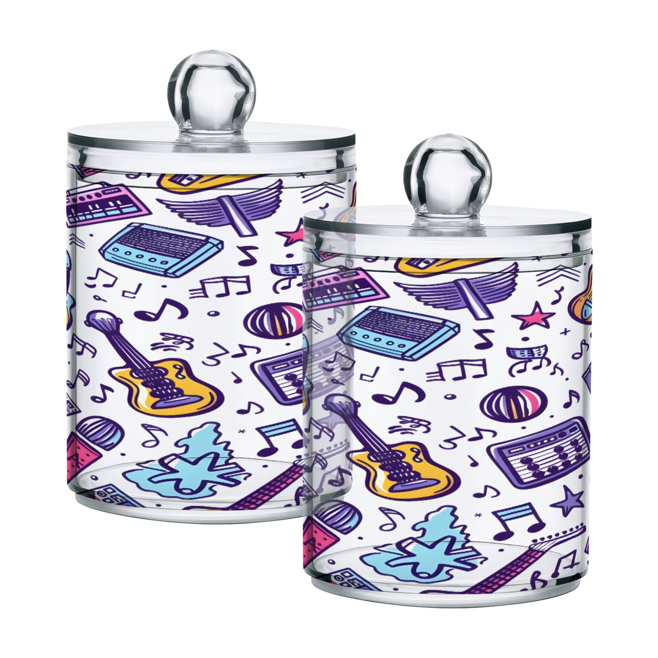 2 Pack Qtip Holder Dispenser Guitar Sound Recorder Note Star Clear ...