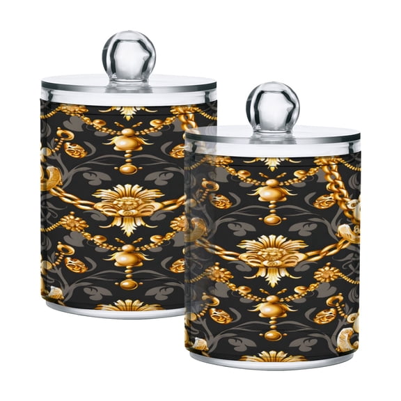 2 Pack Qtip Holder Dispenser Luxury Dollar Chain Clear Plastic Storage Apothecary Jars for Cotton Swabs Balls Pads Floss