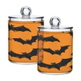 thumbnail image 1 of 2 Pack Qtip Holder Dispenser Retro Bats on Orange Clear Plastic Storage Apothecary Jars for Cotton Swabs Balls Pads Floss, 1 of 7