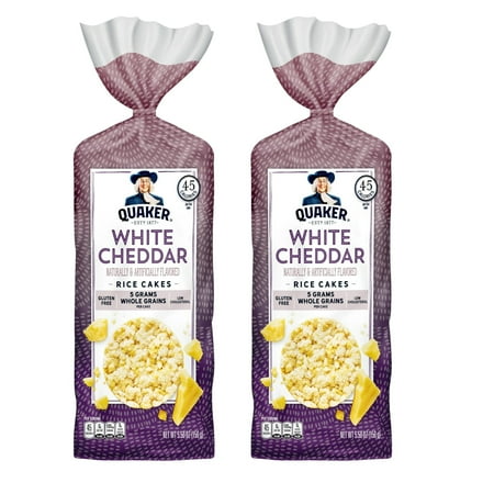 ( 2 Pack ) Quaker Rice Cakes, White Cheddar, Gluten Free, 5.5 oz Bag