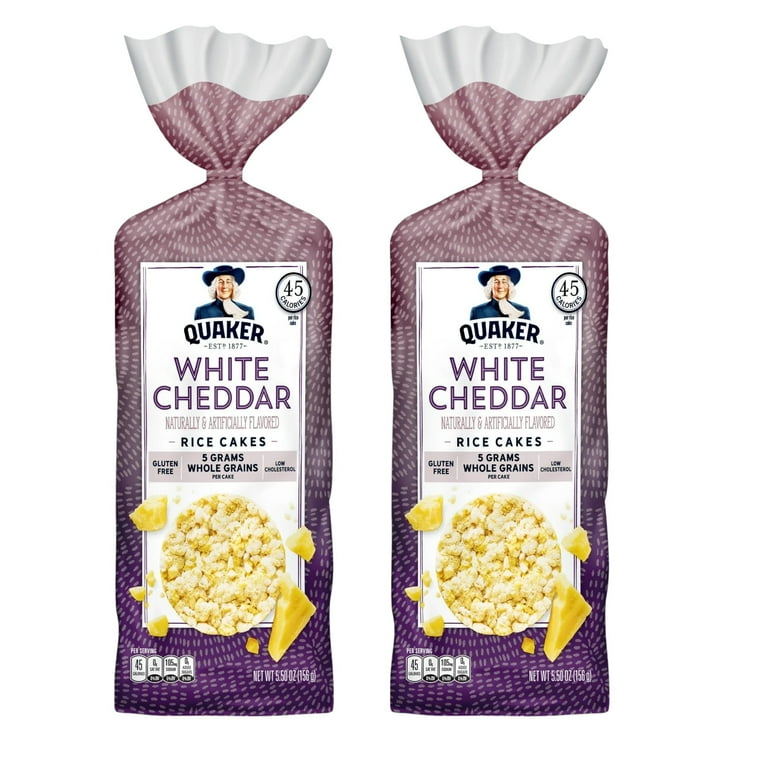 Quaker Rice Cakes, White Cheddar Flavor, Low Calorie Savory Snack