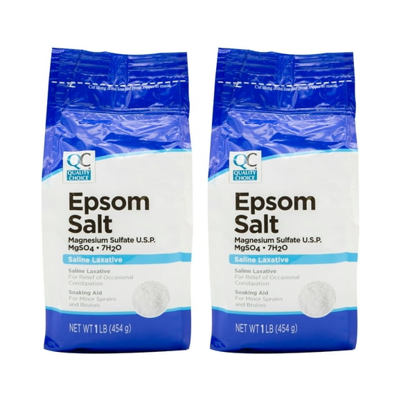 2 Pack Quality Choice Epsom Salt Soaking Solution/Saline Laxative 16 Oz Each