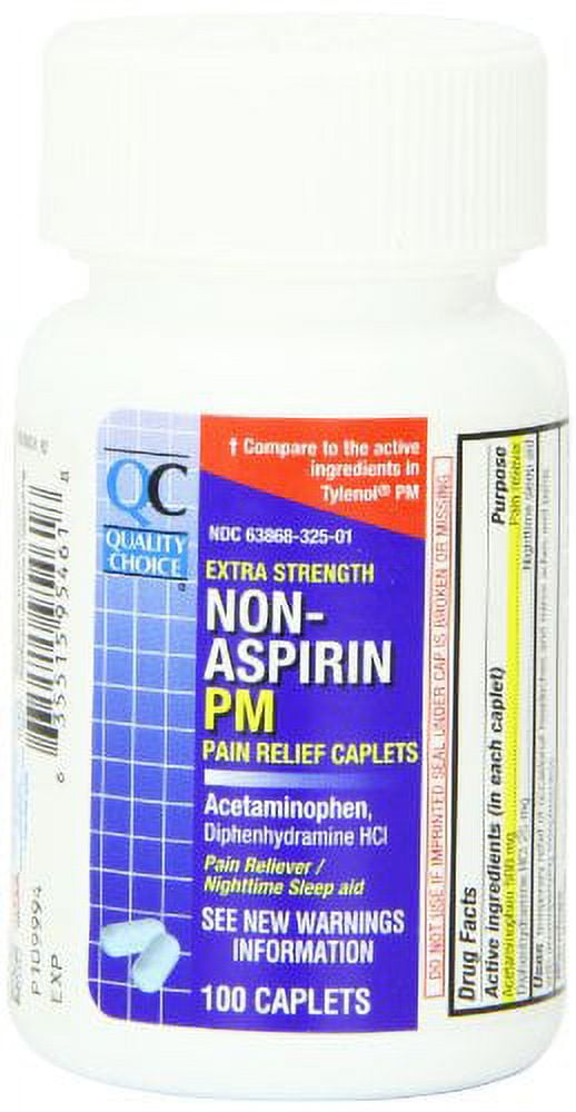 2 Pack Quality Choice Extra Strength NonAspirin PM Pain Relief Caplet
