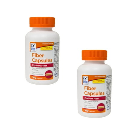2 Pack Quality Choice Fiber Capsules 100% Natural Psyllium Husk 160 Each