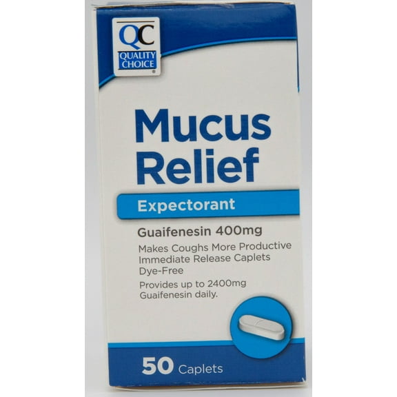 2 Pack Quality Choice Mucus Relief Expectorant Guaifenesin 400mg 50 Caplets Each