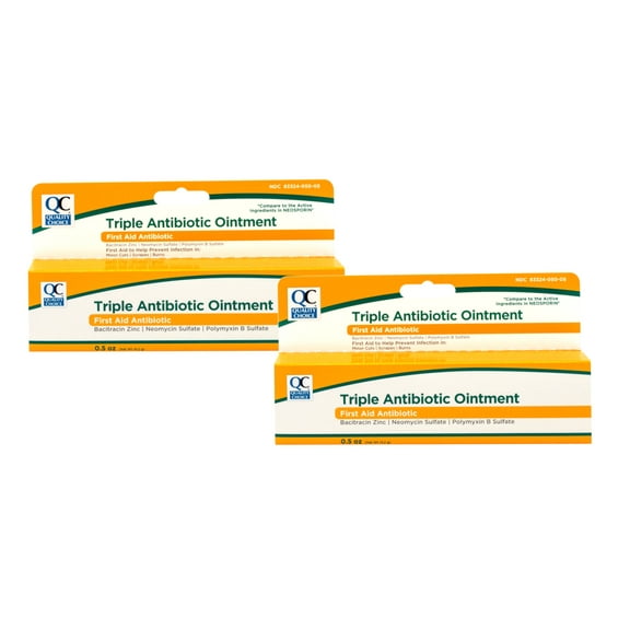 2 Pack - Quality Choice Triple Antibiotic Ointment, First Aid to Help Prevent Infection in Minor Cuts, Scrapes, Burns, 0.5 OZ