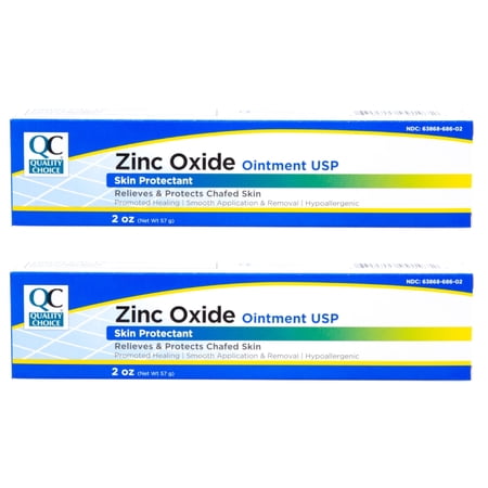 2 Pack Quality Choice Zinc Oxide Ointment Skin Protectant 2oz Each