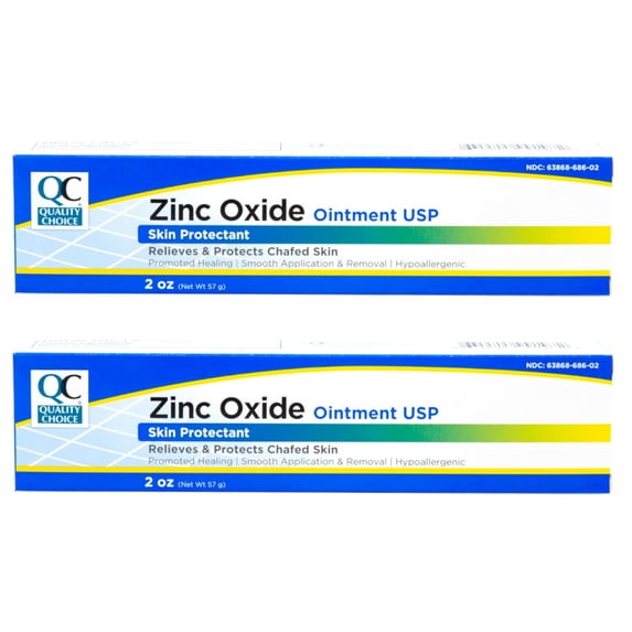 2 Pack Quality Choice Zinc Oxide Ointment Skin Protectant 2oz Each
