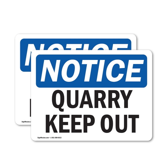 (2 Pack) Quarry Keep Out OSHA Notice Sign 5 Inch X 3.5 Inch Vinyl Label Decal Sticker Weather Resistant, UV Protected for Workplace, Business, and Construction Site, Made in the USA