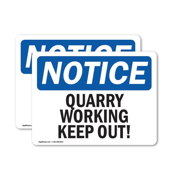 (2 Pack) Quarry Workings Keep Out! OSHA Notice Sign 24 Inch X 18 Inch Vinyl Label Decal Sticker Weather Resistant, UV Protected for Workplace, Business, and Construction Site, Made in