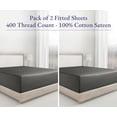 thumbnail image 1 of 2-Pack Queen Fitted Sheet Only Deep Pocket - Soft 400 Thread Count Sateen, Natural  Cotton Bed Fitted Sheets Queen Size with No-Pop Off Elastic, Cool and  - Grey, 1 of 6