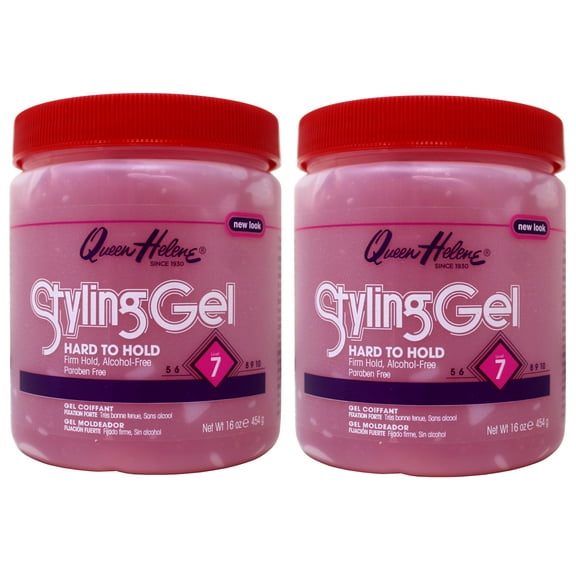 2 Pack - Queen Helene Hard to Hold Styling Gel, Firm Hold, Level 7, Alcohol-Free, Paraben-Free, 16 Ounce