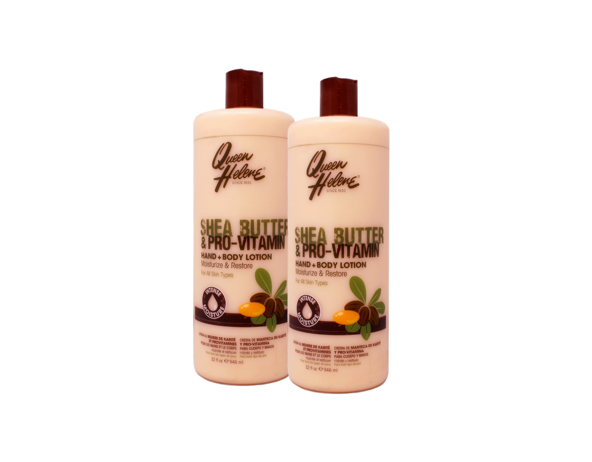 2 Pack - Queen Helene Shea Butter & Pro-Vitamin Hand + Body Lotion, Moisturize & Restore for All Skin Types, 32 FL OZ