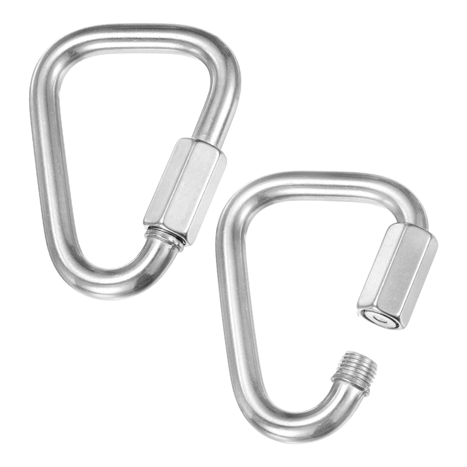 Uxcell 2-Pack Quick Chain Link Connector, M10 3/8" 316 Stainless Steel Triangle Locking Repair Chain Links for Swing/Camping/Hiking/Backpack, Twist Key Ring Screw Chain Link [Silver]