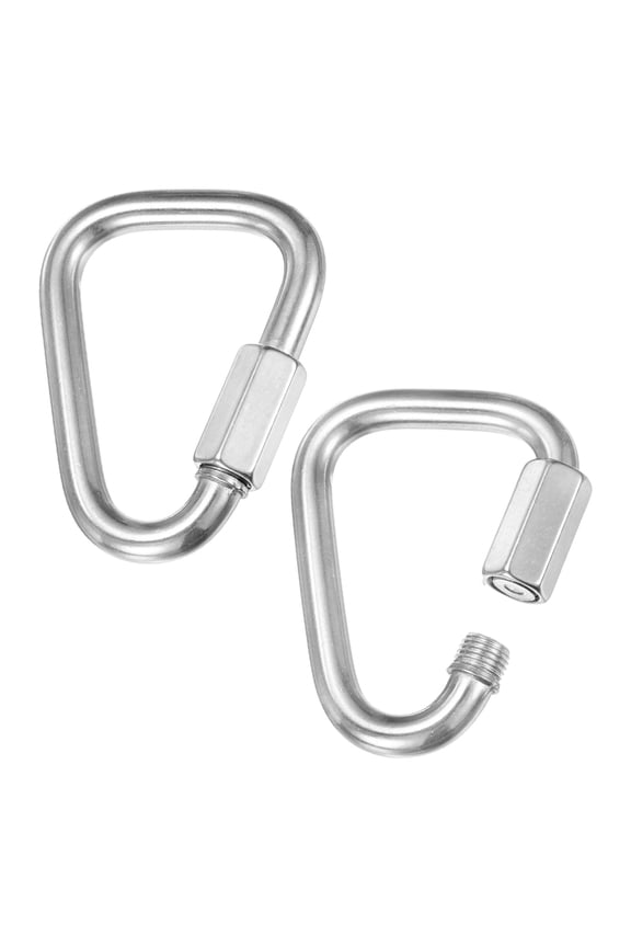 2-Pack Quick Chain Link Connector, M10 3/8" 316 Stainless Steel Triangle Locking Repair Chain Links for Swing/Camping/Hiking/Backpack, Twist Key Ring Screw Chain Link [Silver]