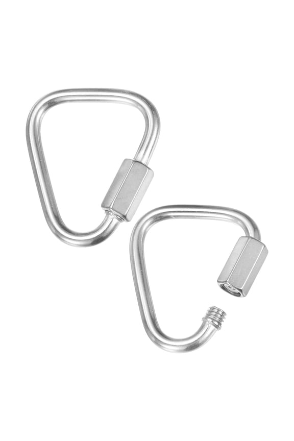2-Pack Quick Chain Link Connector, M3.5 1/8" 316 Stainless Steel Triangle Locking Repair Chain Links for Swing/Camping/Hiking/Backpack, Twist Key Ring Screw Chain Link [Silver]
