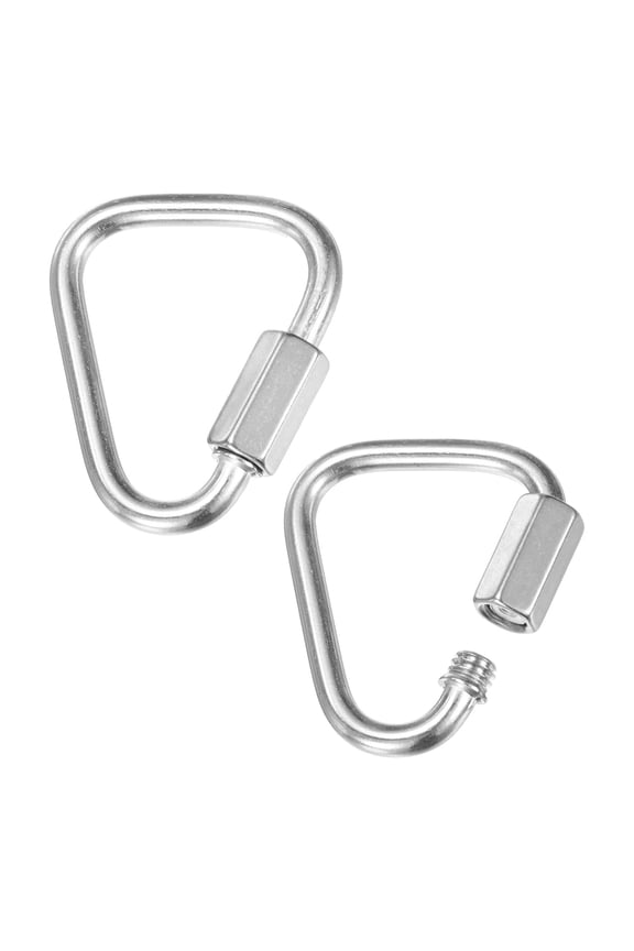 2-Pack Quick Chain Link Connector, M4 5/32" 316 Stainless Steel Triangle Locking Repair Chain Links for Swing/Camping/Hiking/Backpack, Twist Key Ring Screw Chain Link [Silver]