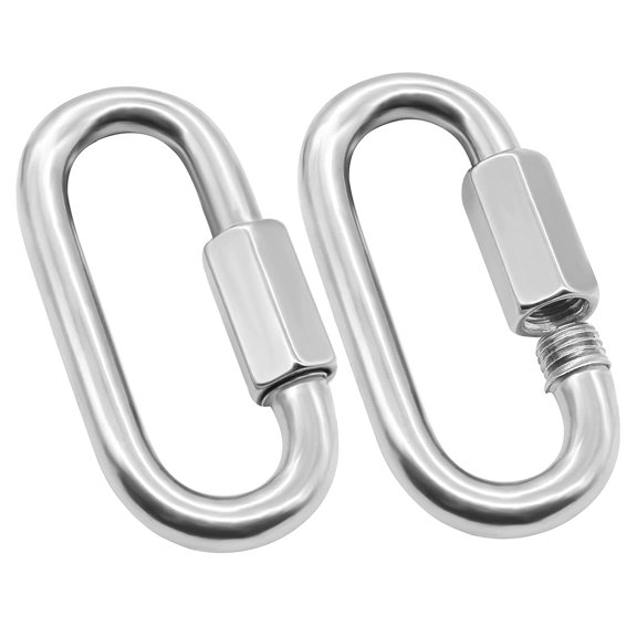 2 Pack Quick Link M8 5/16 Inch Heavy Duty Carabiner D Shape Chain Links 1500LB Capacity Repair Utility Links Safety Chain Connector for Camping Outdoor Equipment Locking Hammocks Harness Leash