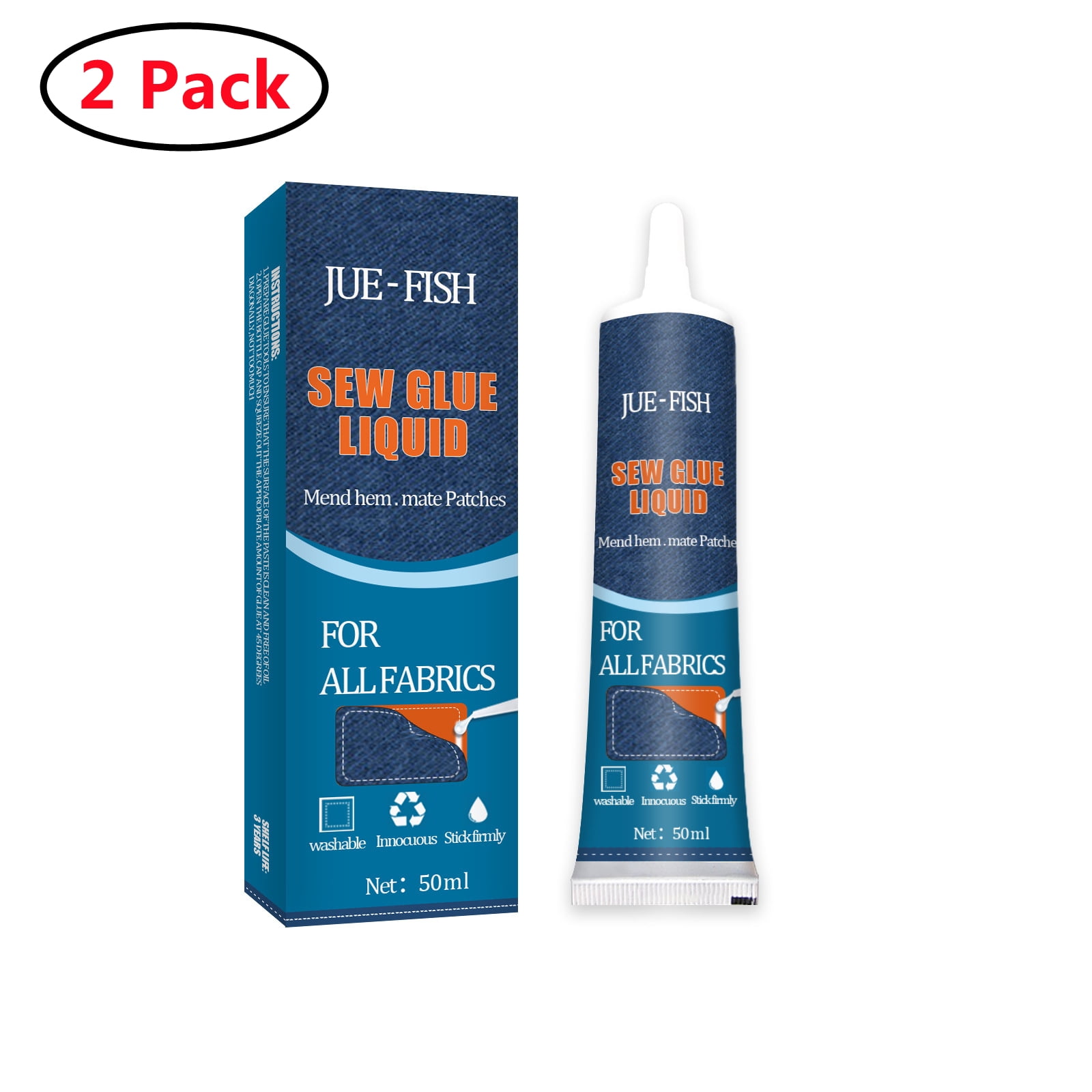 2 Pack Quick Sew Glue Bonding Fast Dry Adhesive for All Fabric Clothes