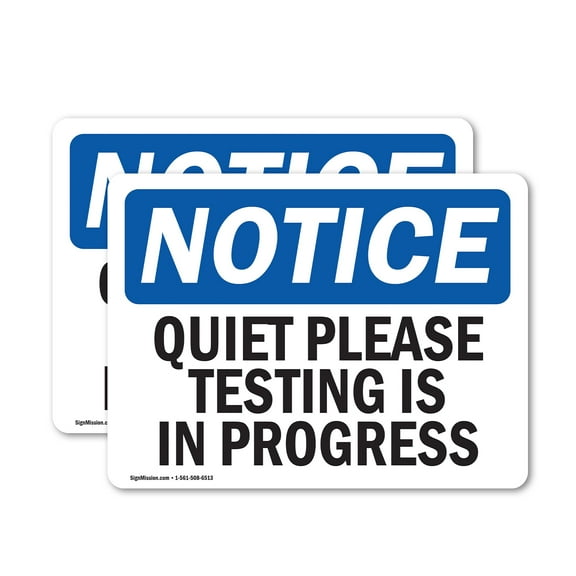 (2 Pack) Quiet Please Testing Is In Process OSHA Notice Sign 5 Inch X 3.5 Inch Vinyl Label Decal Sticker Weather Resistant, UV Protected for Workplace, Business, and Construction Site,