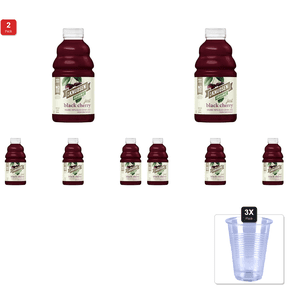 2 Pack | R.W. Knudsen Organic Just Black Cherry From Concentrate, 32 Fl Oz (Pack Of 4) & 3x Disposable Cup