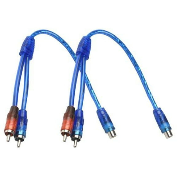 2 Pack RCA Y Splitter Audio Jack Cable Adapter 1 Female to 2 Male Connector Blue