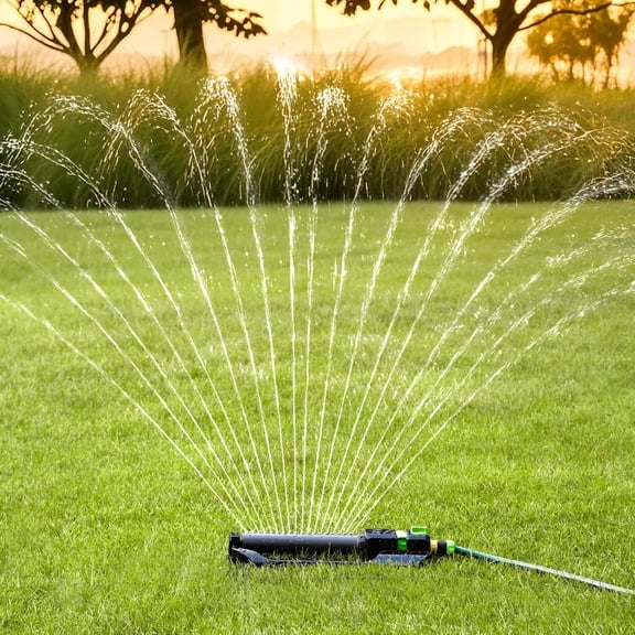 [2 Pack] RESTMO Heavy Duty Oscillating Sprinkler with Metal Base – Adjustable Flow Control Lawn Watering System, Covers Up to 3,600 Sq. Ft. for Garden, Yard