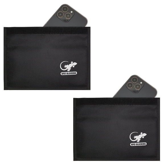2 Pack RFID Faraday Bags for Phones & Key Fobs – Privacy Pouch Set for Anti-Theft and Tracking Protection – BLACK + BLACK