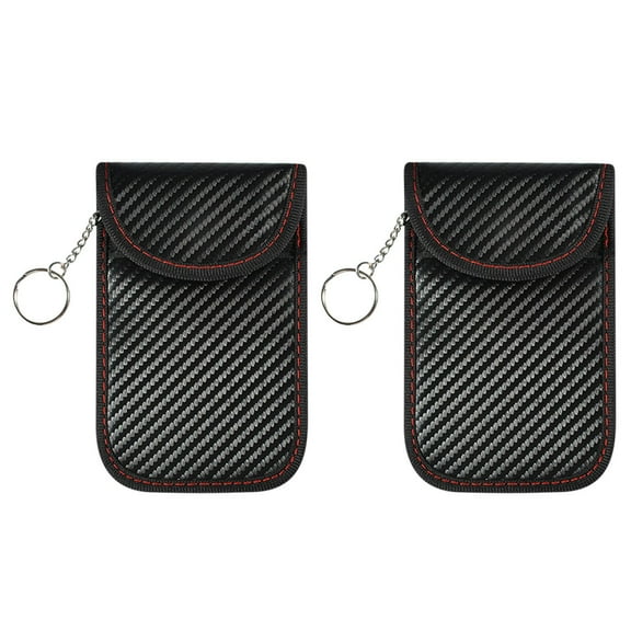 2-Pack RFID Signal Blocking Key Fob Protector Pouch with Anti-Theft Hook and Dual Pockets for Car Security