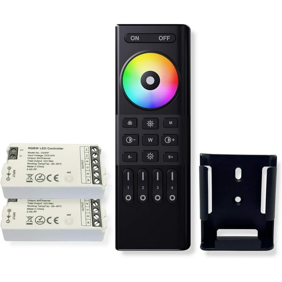 2 Pack RGBW LED Controller with 4 Zones RF 2.4GHz Wireless Remote Control