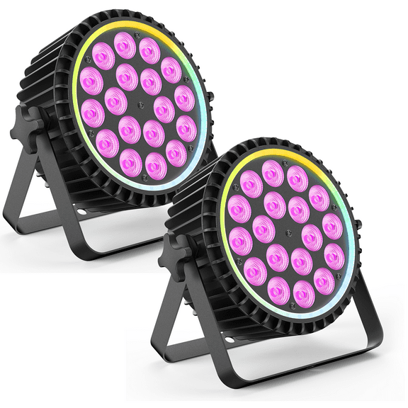 2-Pack RGBW Stage Par Light with Dynamics LED Strip Color Mixing | DMX512/Auto/Master-Slave for Bars, Wedding, Party