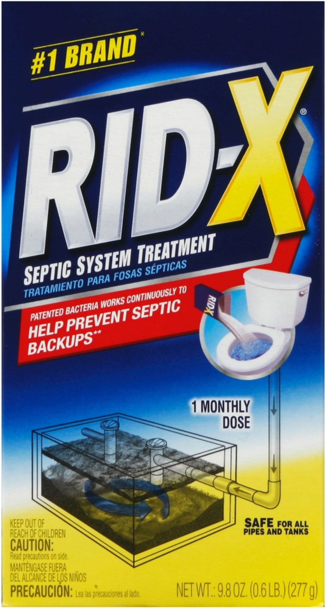2 Pack - RID-X Septic Treatment, 1 Month Supply Of Powder, 9.8 oz