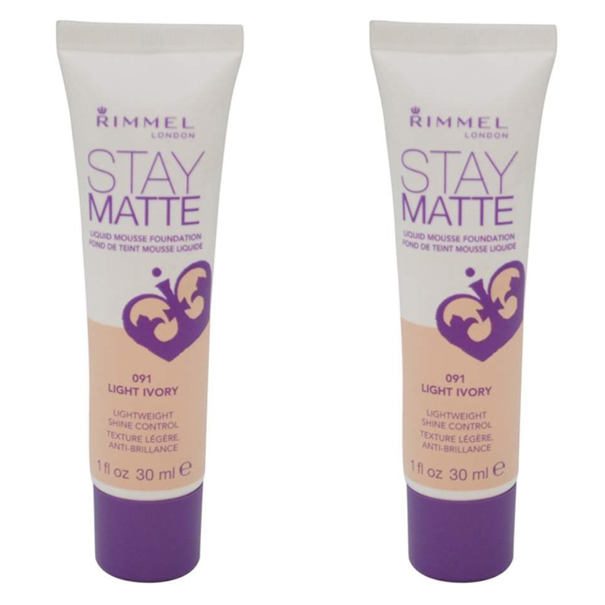(2 Pack) RIMMEL LONDON Stay Matte Liquid Mousse Foundation - Light Ivory, 1 Ounce