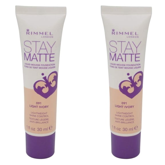 (2 Pack) RIMMEL LONDON Stay Matte Liquid Mousse Foundation - Light Ivory, 1 Ounce