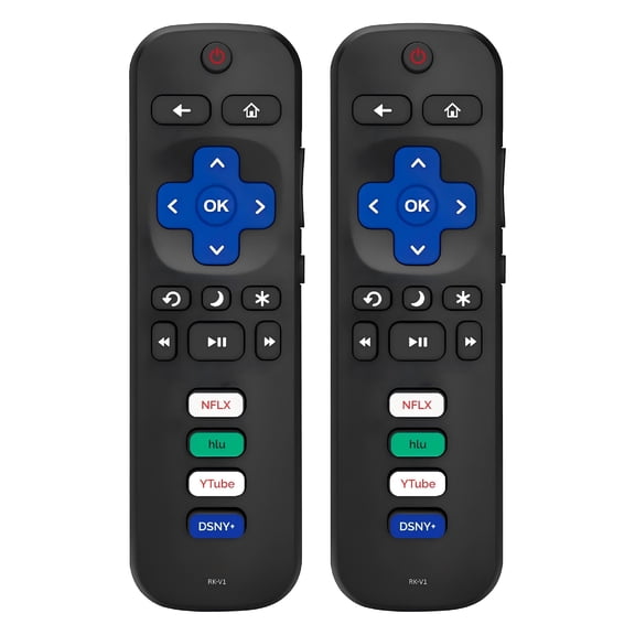 2 Pack RK-V1 Replacement TV Remote Control Compatible with TCL, Hisense, Onn, Insignia, Philips, Element Smart TVs, Easy Setup With Shortcut Keys, (Not for Smart Stick/Box/Players)