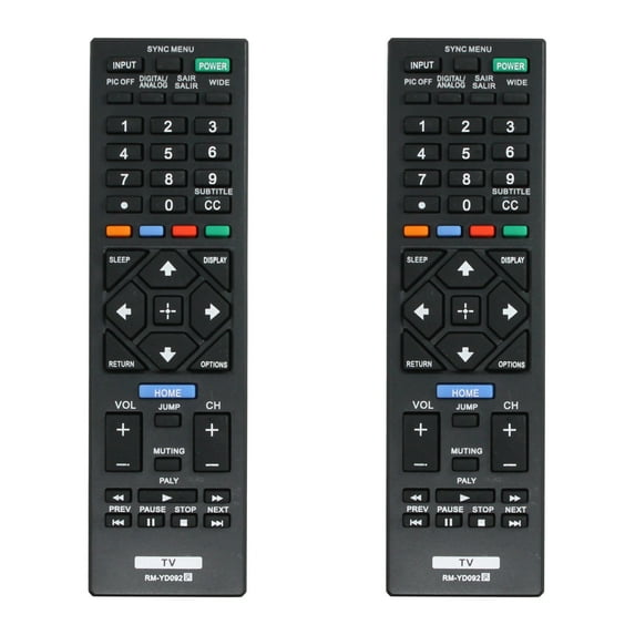 2-Pack RM-YD092 Remote Control Replacement - Compatible with Sony KDL32R300C 32 class 31.5 diag Premium HDTV TV
