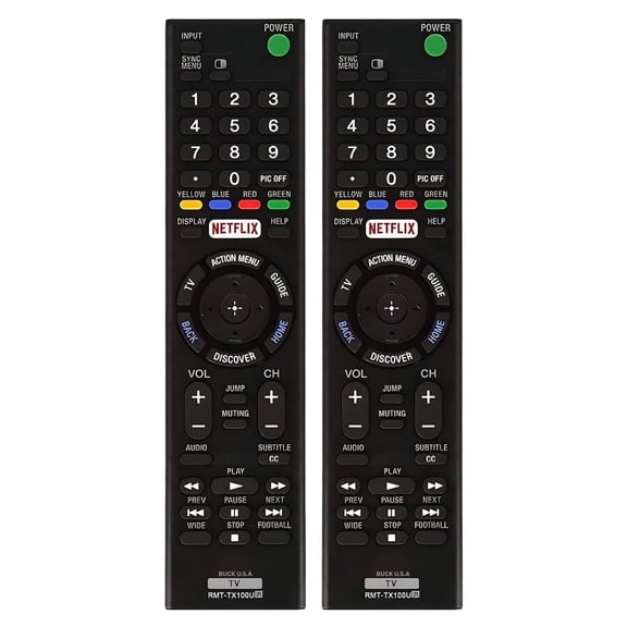 2 Pack RMT-TX100U Remote Control Compatible with Sony Bravia – Easy Setup, Netflix Shortcut – Works with Sony Smart TV and Android TV Models X700D, X750D, X800D, X850D, X930D, X940D