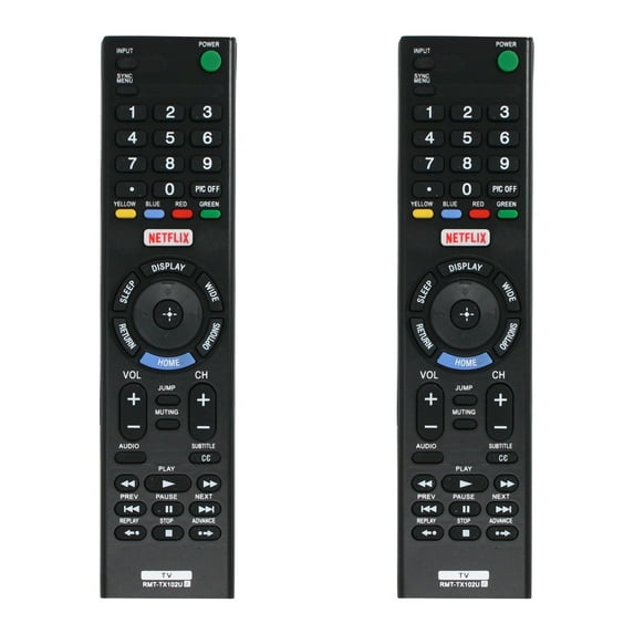 2-Pack RMT-TX102U Remote Control Replacement - Compatible with Sony KDL40R510C TV
