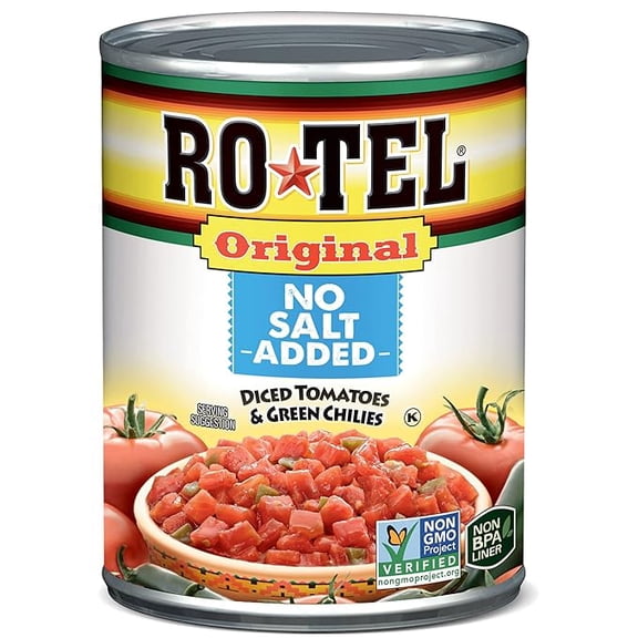 2-Pack RO-TEL Original No Salt Added Diced Tomatoes and Green Chilies, 10 oz