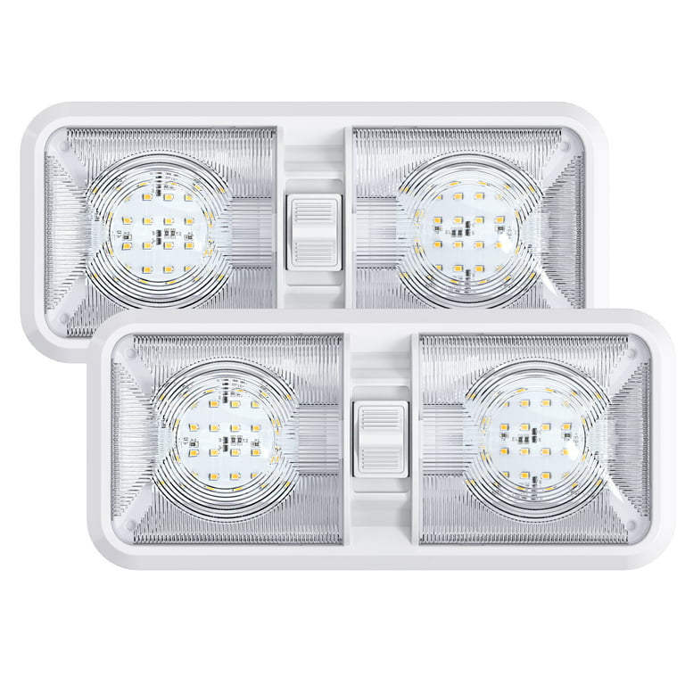  Leisure LED 5 Pack RV LED Ceiling Double Dome Light Fixture  ON/Off Switch Interior Lighting for Car/RV/Trailer/Camper/Boat DC 11-18V  Natural White 4000-4500K 48X2835SMD (Natural White 4000-4500K, 5) :  Automotive