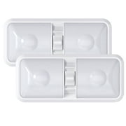 2 Pack RV LED Ceiling Double Dome Light Fixture with ON/Off Switch Interior Lighting for Car/RV/Trailer/Camper/Boat DC 12V 48X2835SMD Frosted Lens Natural White 4000-4500K