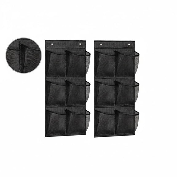 2 Pack RV Shoes Storage, 12 Large Mesh Pockets Closet Door Hanging Shoe Rack Organizer Narrow Shoe Holder, Wall Mounted Shoes Rack with Sticky Mounts for Camper