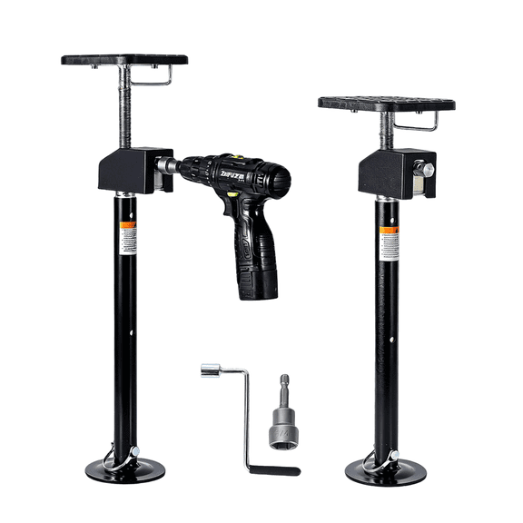 2 Pack RV Slide Out Stabilizer Jacks, Flat Top Block, 10000 LBS Capacity, 21"-49" Quick-Lift Adjustable, Drill & Hand Crank Compatible for Campers, RVs