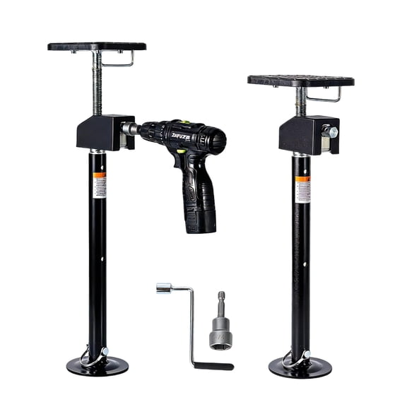 2 Pack RV Slide Out Supports Jack with a Flat Top Support Block, RV Stabilizer Jacks Supports Up to 10,000lbs, 21"-49" Quick-Lift Adjustable - Drill & Hand Crank Compatible for Campers & RVs