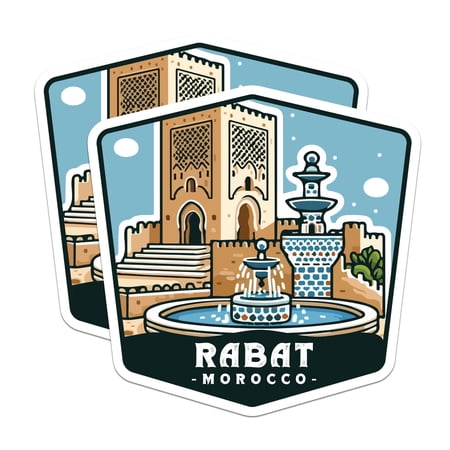 (2 Pack) Rabat Morocco Magnets - North Africa Travel Art - Historic City Souvenir - 5 Inches On Longest Side - Thick Durable Magnet - Made in USA - MAG19852
