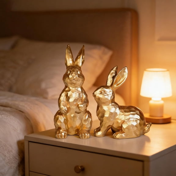 2-Pack Rabbit Figurines, Table Centerpiece